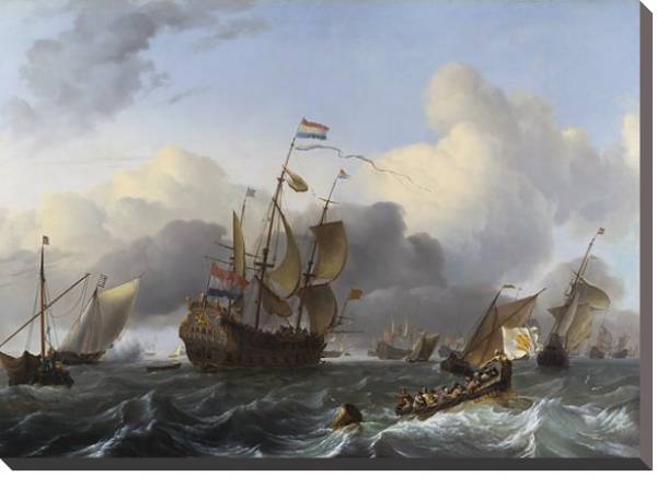 Постер The Eendracht and a Fleet of Dutch Men-of-war с типом исполнения На холсте без рамы