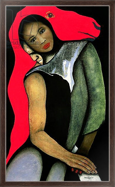 Постер Man/Woman and a Red Horse, 1999 с типом исполнения На холсте в раме в багетной раме 221-02