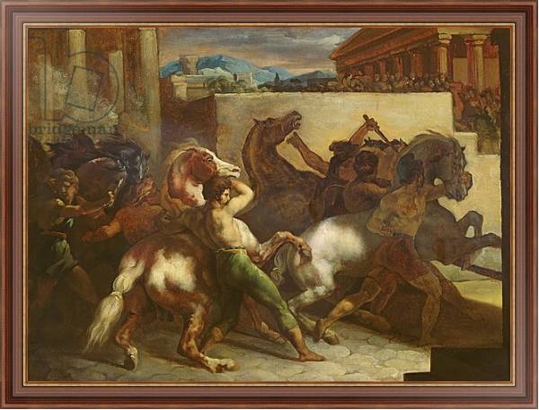 Постер The Wild Horse Race at Rome, c.1817 с типом исполнения На холсте в раме в багетной раме 35-M719P-83
