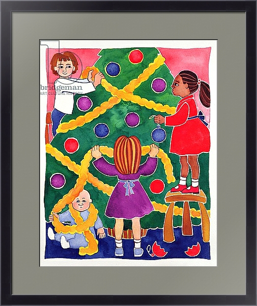 Постер Decorating the Christmas Tree 2 с типом исполнения Под стеклом в багетной раме 221-01