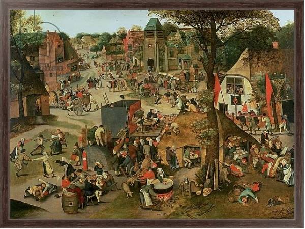 Постер Village Festival in Honour of St. Hubert and St. Anthony, 1632 с типом исполнения На холсте в раме в багетной раме 221-02