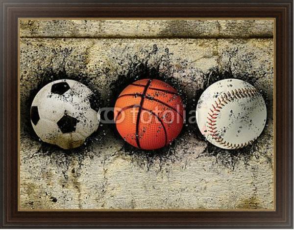 Постер Три мяча с типом исполнения На холсте в раме в багетной раме 1.023.151