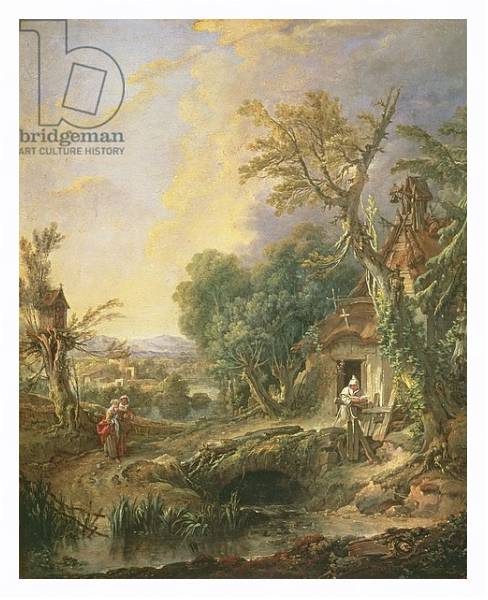 Постер Landscape with a Hermit, 1742 с типом исполнения На холсте в раме в багетной раме 221-03
