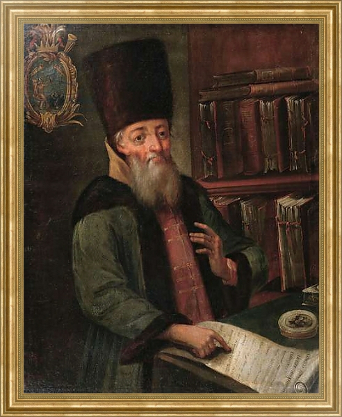 Постер Portrait of Afanasy Lavrentievich Ordin-Naschokin with the Truce of Andrusovo с типом исполнения На холсте в раме в багетной раме NA033.1.051