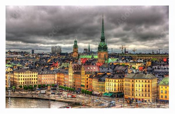 Постер Швеция, Стокгольм. Вид на город с типом исполнения На холсте в раме в багетной раме 221-03