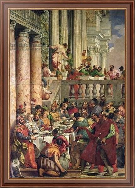 Постер The Marriage Feast at Cana, detail of the left hand side, c.1562 с типом исполнения На холсте в раме в багетной раме 35-M719P-83