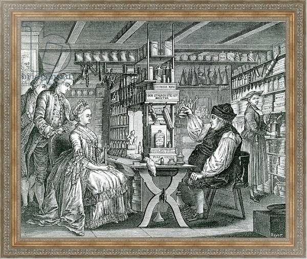 Постер La Pharmacie Rustique, print made by Bartolomaus Hubner, 1774 с типом исполнения На холсте в раме в багетной раме 484.M48.310