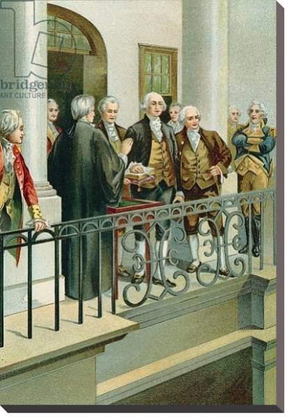 Постер George Washington taking the oath as President с типом исполнения На холсте без рамы