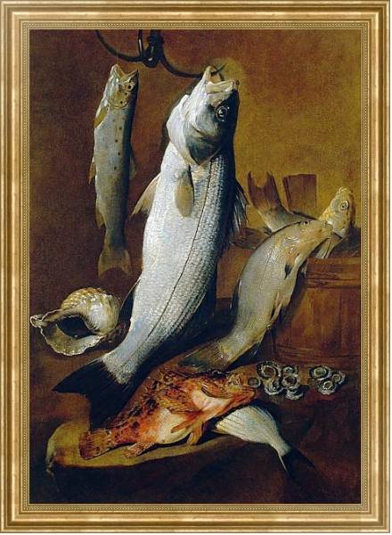 Постер Натюрморт с рыбой с типом исполнения На холсте в раме в багетной раме NA033.1.051