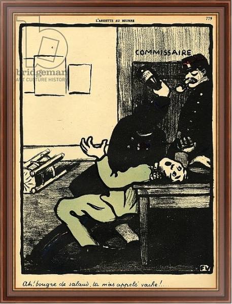 Постер A policeman hits a man with a bottle in a police station, 1902 с типом исполнения На холсте в раме в багетной раме 35-M719P-83