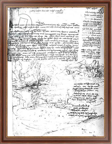 Постер Fol.145v-a, page from Da Vinci's notebook с типом исполнения На холсте в раме в багетной раме 35-M719P-83