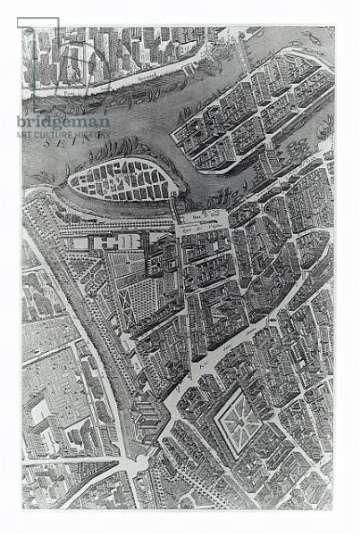 Постер Plan of Paris, known as the 'Plan de Turgot', engraved by Claude Lucas, 1734-39 4 с типом исполнения На холсте в раме в багетной раме 221-03