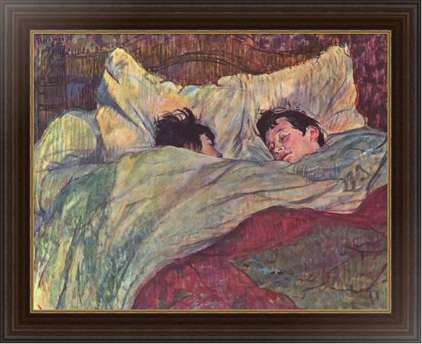 Постер Две девушки в кровати с типом исполнения На холсте в раме в багетной раме 1.023.151