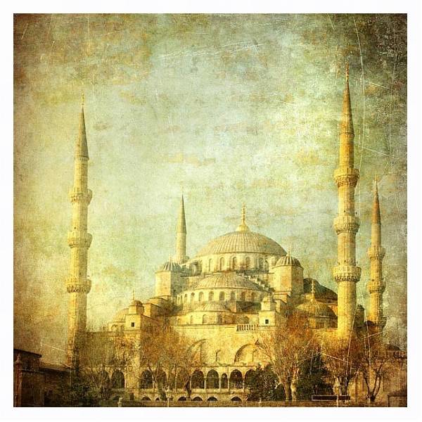 Постер Стамбул. Синяя мечеть. Состаренное фото с типом исполнения На холсте в раме в багетной раме 221-03
