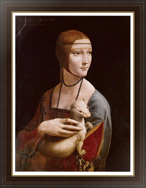 Постер Дама с горностаем с типом исполнения На холсте в раме в багетной раме 1.023.151