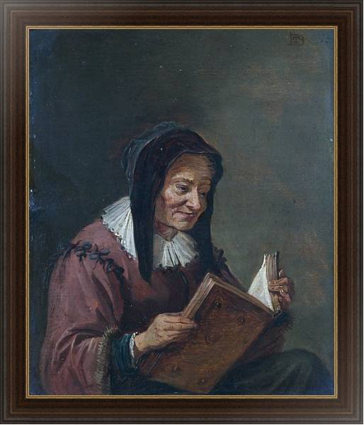 Постер Читающая престарелая женщина с типом исполнения На холсте в раме в багетной раме 1.023.151