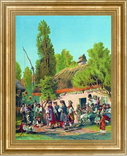 Постер Воскресный вечер в малороссийской деревне. 1879 с типом исполнения На холсте в раме в багетной раме NA033.1.051