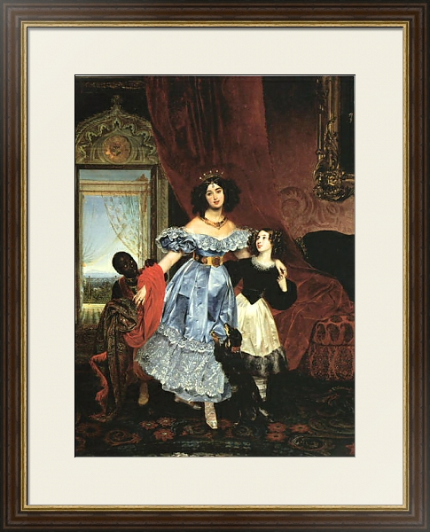 Постер Портрет Самойловой с воспитанницей Джованиной Пачини и арапчонком с типом исполнения Под стеклом в багетной раме 1.023.036