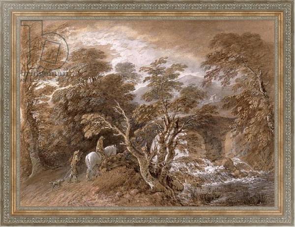 Постер A Woodland Pool with Rocks and Plants, c.1765-70 с типом исполнения На холсте в раме в багетной раме 484.M48.310