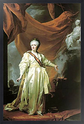 Постер Левицкий Дмитрий Портрет Екатерины II в виде законодательницы в храме богини Правосудия. 1780-е