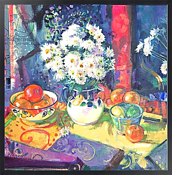 Постер Грехам Питер (совр) Flowers and Fruit in a Green Bowl, 1997