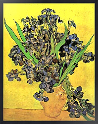 Постер Ван Гог Винсент (Vincent Van Gogh) Натюрморт: ваза и ирисами на желтом фоне