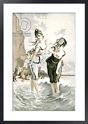 Постер Two young ladies sea bathing in the 19th century by Eduard Fuchs, published 1909.