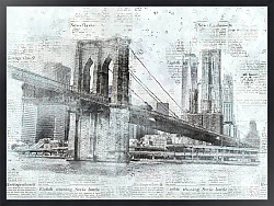Постер Нью-Йоркский мост и газетные статьи