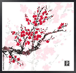 Постер Цветущая вишневая ветвь