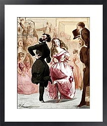 Постер Enthusiastic polka  dancers by C. Vernier entitled 'La Polka'.  France 19th century