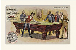 Постер Школа: Американская (19 в) Men playing billiards, American trade card advertising Mayer shoes, Milwaukee, Wisconsin