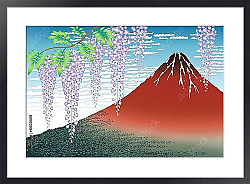 Постер Цветы вистерии на фоне горы Фудзи