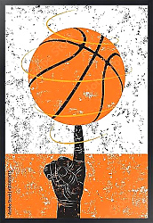 Постер Баскетбольный мяч крутится на пальце