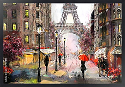 Постер Люди под зонтами на улице Парижа