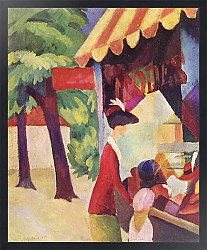 Постер Макке Огюст (Auguste Maquet) Перед шляпной лавкой (Женщина в красном жакете и ребенок)