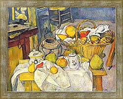 Постер Сезанн Поль (Paul Cezanne) Натюрморт с корзиной для фруктов