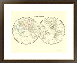 Постер Карта мира в виде полушарий, 1863 г.
