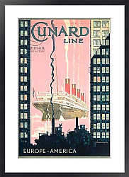 Постер Шоэсмит Кеннет Poster advertising travel from Europe to America with shipping company Cunard Line, c. 1925