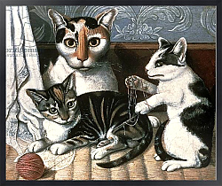 Постер Неизвестен Cat and Kittens, c.1872-1883