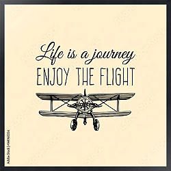 Постер Ретро самолет с цитатой Life is a journey, enjoy the flight 