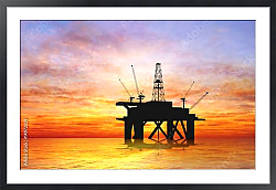 Постер Нефтяная платформа на закате