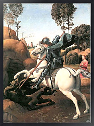 Постер Рафаэль (Raphael Santi) Битва св. Георгия с драконом