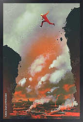Постер Прыжок над лавой
