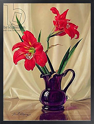 Постер Уильямс Альберт (совр) Amaryllis Lillies, in a Dark Glass Jug
