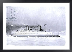 Постер Yard no. 647, Baikal. Photograph of a painting showing the ice breaking train ferry steamer 'Baikal' in service
