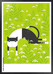 Постер Кошка на траве