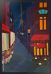 Постер Летнее кафе Парижа на ночной улице