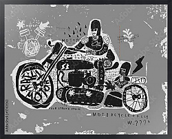 Постер Мотоцикл с люлькой