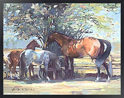 Постер Райт Дженнифер (совр) Horses - Summer Flies, 1990