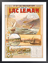 Постер Poster advertising Lac Leman, Switzerland, 1903